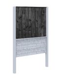 Rotsmotief zwart grenen hout beton schutting