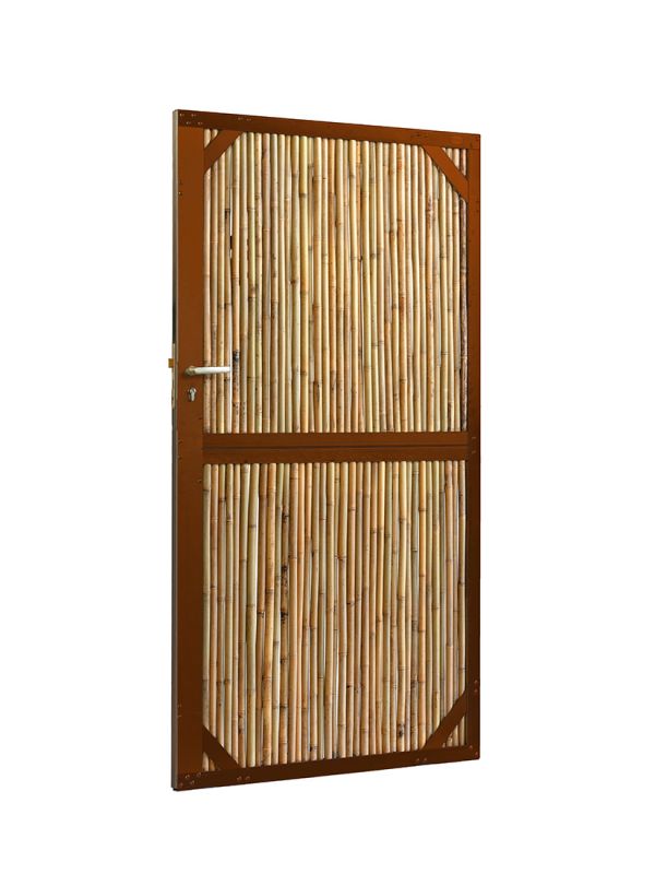 Bamboe tuinpoort | Breedte 90 cm | Hoogte 180 cm | Cortenstaal