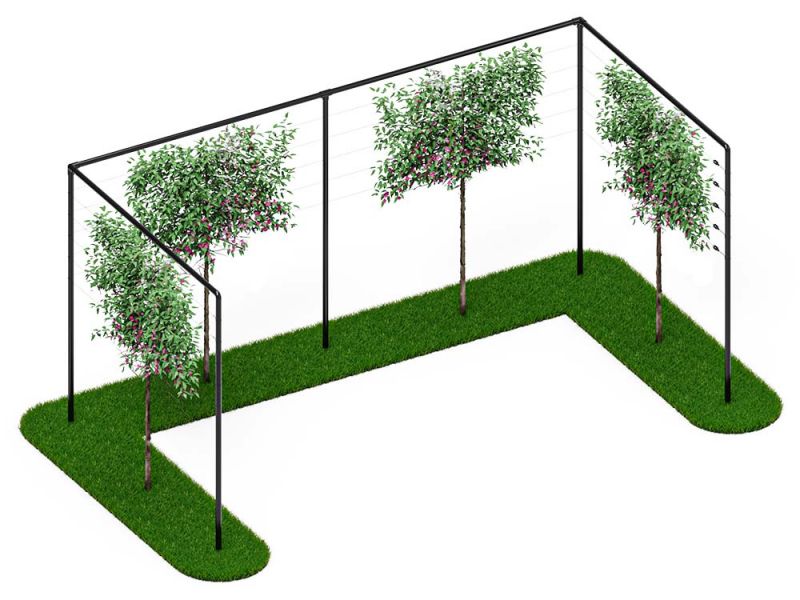 Leibomen frame | 12 meter met twee hoeken | Zwart