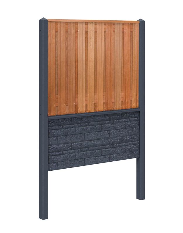 Rotsmotief hardhout beton schutting