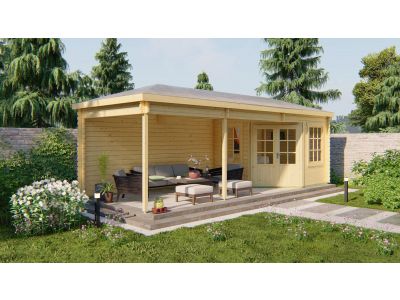 Blokhut - Tuinhuis Bertil met overkapping