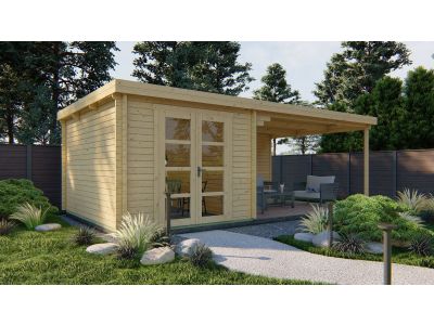 Blokhut - Tuinhuis Gunnar met overkapping