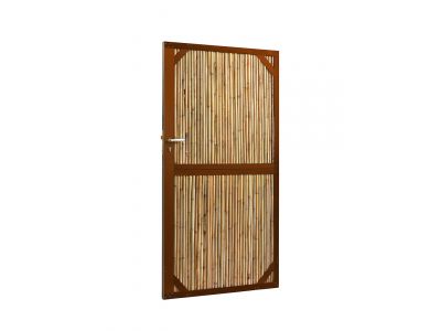 Bamboe tuinpoort | Breedte 90 cm | Hoogte 200 cm | Cortenstaal