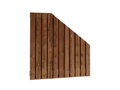 Bruin grenen tuinscherm | Breedte 180 cm | Verloop | 21 planken