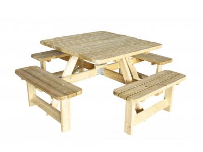 Picknicktafel Vierkant 40 mm dik bladmaat 115 x 115 cm