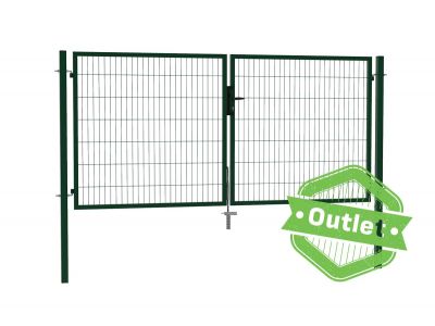 Dubbele tuinpoort | Budget | Breedte 300 cm breed | Hoogte 140 cm | RAL6009