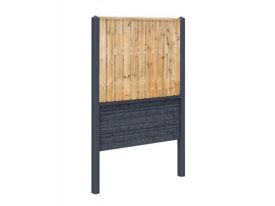 Rotsmotief grenen hout beton schutting