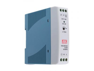 Voeding 24Vdc 1A | Gelijkstroomvoedingseenheid | MDR 20-24 | DIN-rail