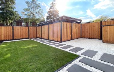 Hout beton schutting	